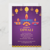 Paarse roze Diwali licht illustratie Kaart (Voorkant)