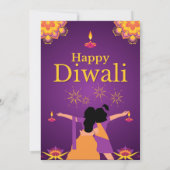 Paarse roze Diwali licht illustratie Kaart (Achterkant)