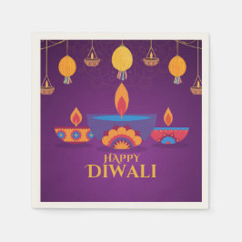 Paarse roze Diwali licht illustratie Servet