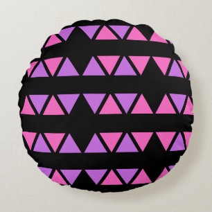 Paarse Roze Driehoek Patroon Rond Kussen