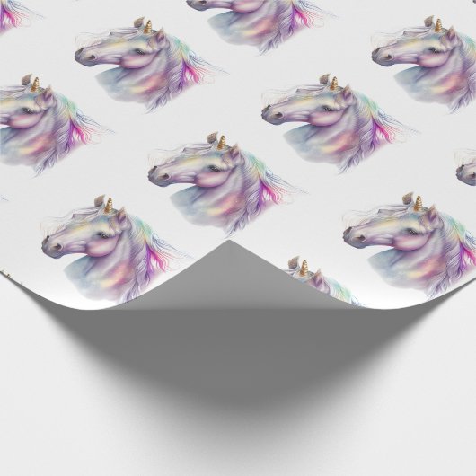 Paarse Roze Eenhoorn Cadeaupapier (Hoek)