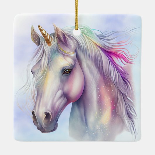 Paarse Roze Eenhoorn Naam Keramisch Ornament (Achterkant)