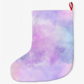 Paarse Roze Eenhoorn Waterverf Naam Grote Kerstsok (Achterkant)