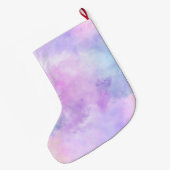 Paarse Roze Eenhoorn Waterverf Naam Grote Kerstsok (Achterkant (Hangend))