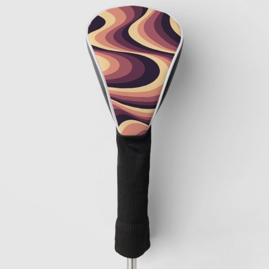 Paarse, roze en beige abstract wervelingsontwerp golfheadcover (Voorkant)