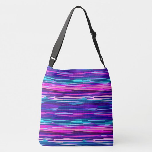 Paarse, Roze en Blauwe Abstracte Strepen Crossbody Tas (Achterkant)