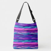 Paarse, Roze en Blauwe Abstracte Strepen Crossbody Tas (Voorkant)