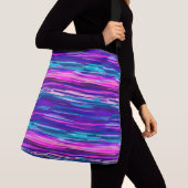 Paarse, Roze en Blauwe Abstracte Strepen Crossbody Tas (Dichtbij)