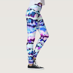 Paarse, Roze en Blauwe Abstracte Strepen Leggings