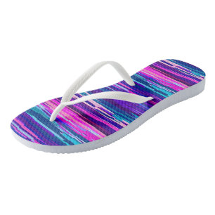 Paarse, Roze en Blauwe Abstracte Strepen Teenslippers