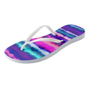 Paarse, Roze en Blauwe Abstracte Strepen Teenslippers