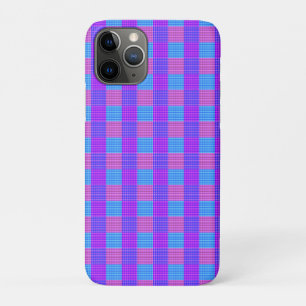 Paarse roze en blauwe bubbelgom tartan print, iPhone 11 pro hoesje