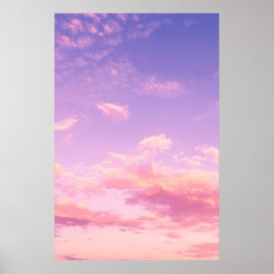 Paarse roze en blauwe sky-wolk voor de zomervakant poster
