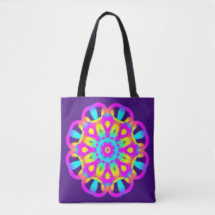 Paarse, roze en gele Tie Dye Draagtas