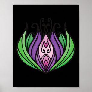 Paarse, Roze, En Groene Zen Lotus Bloem Poster