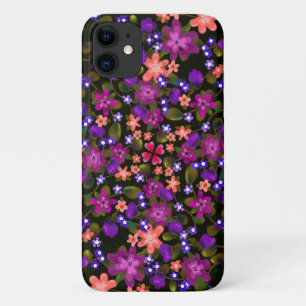 Paarse, roze en koraalgekleurde bloemen iPhone 11 hoesje
