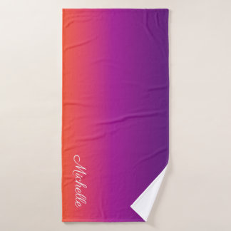 Paarse, roze en oranje gradiëntmeter badhanddoek