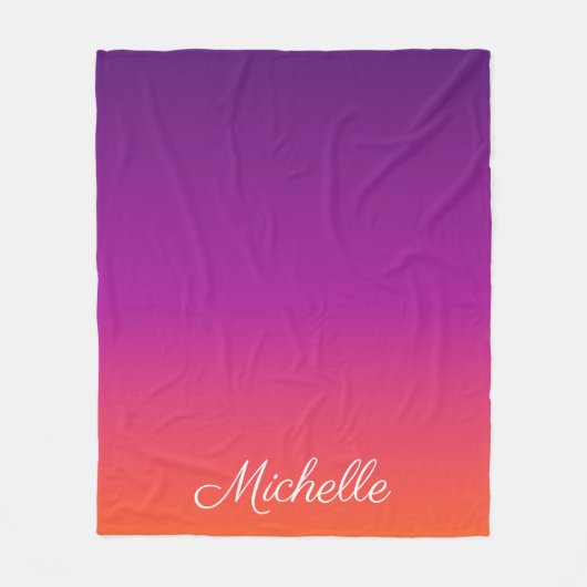 Paarse, roze en oranje gradiëntmeter fleece deken (Voorkant)