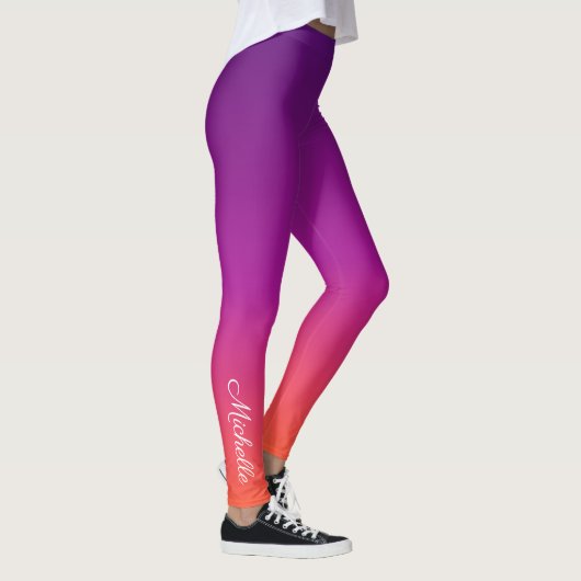 Paarse, roze en oranje gradiëntmeter leggings (Rechts)