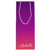 Paarse, roze en oranje gradiëntmeter wijn cadeautas (Achterkant)
