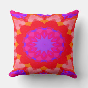 Paarse, roze en Oranje Starburst Kussen