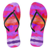 Paarse, roze en oranje teenslippers van steenkleur (Voetbed)