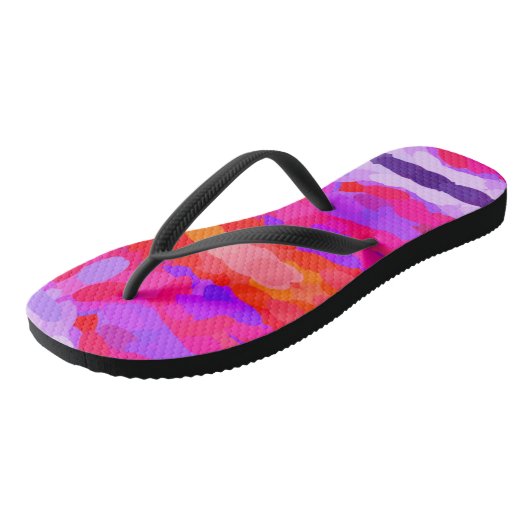 Paarse, roze en oranje teenslippers van steenkleur (Schuin)