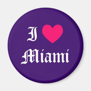 Paarse roze en wit I Love Miami Magneet