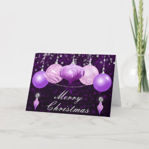 Paarse, Roze en Zilverige kerstcadeautjes Feestdagen Kaart