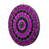 Paarse roze en zwarte Kaleidoscoop Patroon Dartbord (Voorkant Rechts)