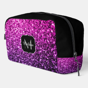 Paarse roze faux glitter fonkelt zwart Monogram Toilettasje