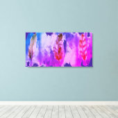 Paarse roze feathers Modern Stretched Canvas afdru Afdruk (Insitu (Houten vloer))