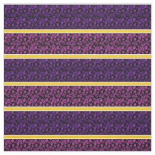 Paarse/roze floral-gold/white stripe - zwart stof
