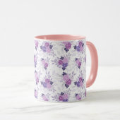 Paarse roze Floral  Mok (Voorkant rechts)