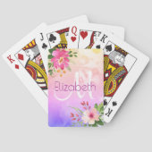 Paarse roze Floral Waterverf Grafisch modern Monog Pokerkaarten (Achterkant)