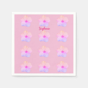 Paarse roze Floral Weddenschap Vrijgezellenfeest B Servet