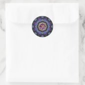 Paarse Roze Fractals OM Shield Art Ronde Sticker (Tas)