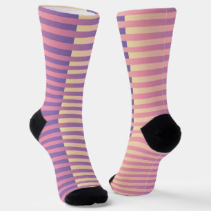 Paarse Roze Gele Gestreepte Patroon Sokken