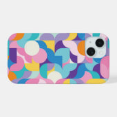 Paarse & Roze Geometrisch Patroon iPhone 15 Hoesje (Achterkant horizontaal)