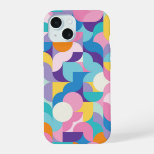 Paarse & Roze Geometrisch Patroon iPhone 15 Hoesje