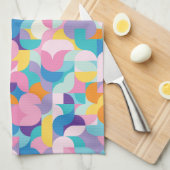 Paarse & Roze Geometrisch Patroon Theedoek (Quarter Fold)