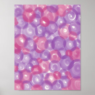 Paarse Roze Glanzende Bubbel Patroon Abstracte Muu Poster