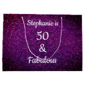 Paarse roze glitter 50 en verbluffend Birthday omb Groot Cadeauzakje (Achterkant)