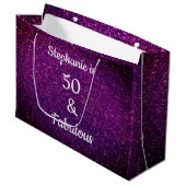 Paarse roze glitter 50 en verbluffend Birthday omb Groot Cadeauzakje (Voorkant Gekanteld)