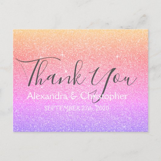 Paarse Roze Glitter en Sparkle Bedankt Briefkaart (Voorkant)