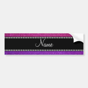 Paarse roze glitter gepersonaliseerde naam bumpersticker