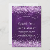 Paarse roze glitter glamoureus kaart (Voorkant)