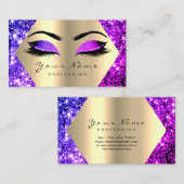Paarse roze Glitter Makeup Artist Lashes Gold Visitekaartje (Voorkant / Achterkant)