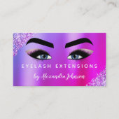 Paarse roze glitter Sparkle Eyelash Extensions Visitekaartje (Voorkant)