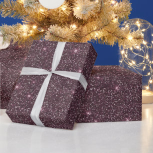 Paarse Roze Glitter Sparkle Moderne Kerst Cadeaupapier